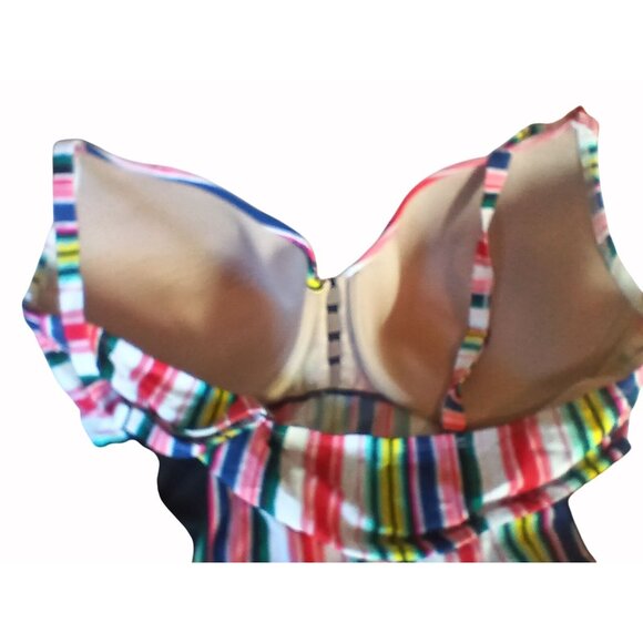 Swim Cacique Womens Tankini Swim Top Striped Multicolor Size 44DDD Padded Cups - Picture 7 of 11